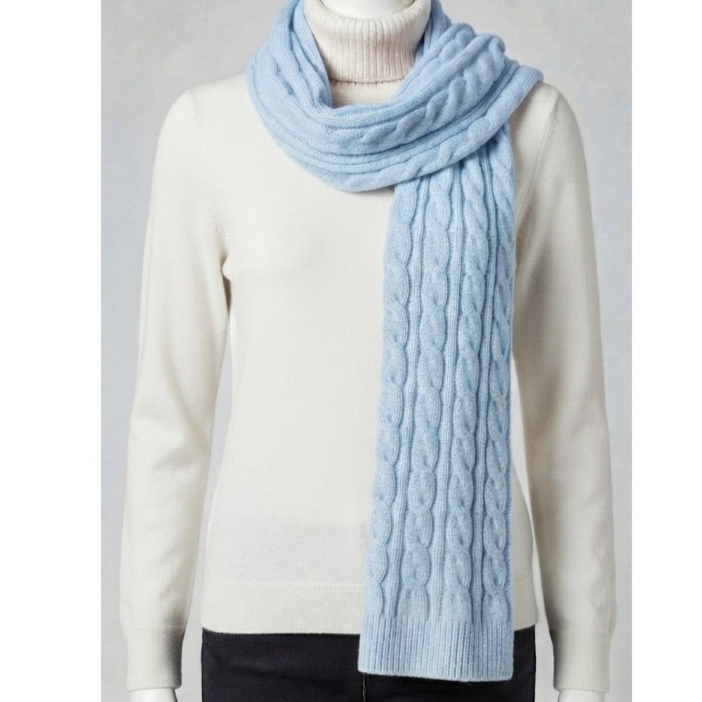 Style & Co Light Blue Cable Knit Convertible Wrap Scarf One Size NWT